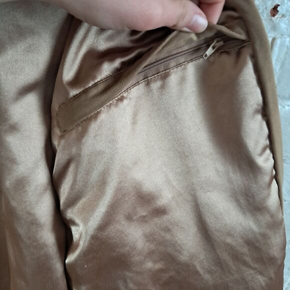 Devon & Jones Sport Mens XL Brown Tan Faux Suede Zip Front Grandpa Bomber Jacket - Picture 7 of 10